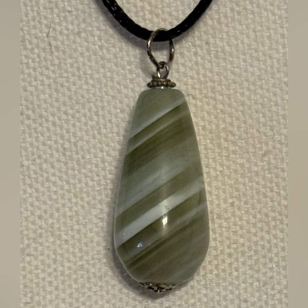 Green banded agate necklace